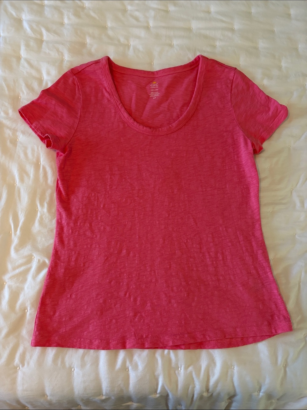 C&C California Scoop Neck Tee in Hot Pink